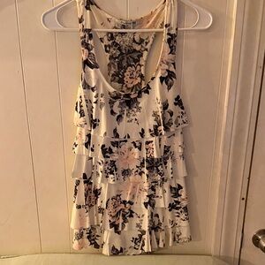 Forever 21 Floral Ruffle Blouse - Black Pink and White